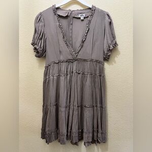 Justify Taupe Ruffle Blouse